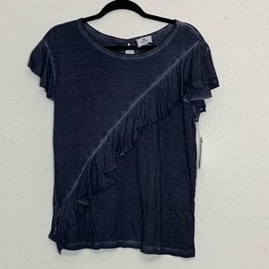 Susina grey draped ruffle panel tee size medium